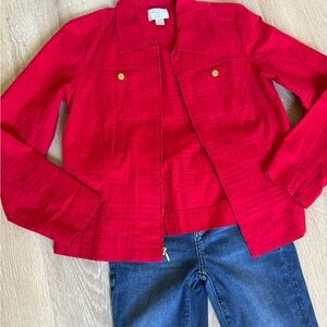 Christopher & Banks Red Zip Utility Top Sz S – Top Only